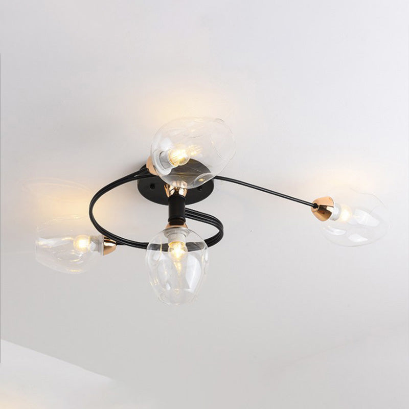 Valentina Moderno LED Spirale Plafoniere Metallo Vetro Nero/Oro Sala da Pranzo/Soggiorno/Camera da Letto