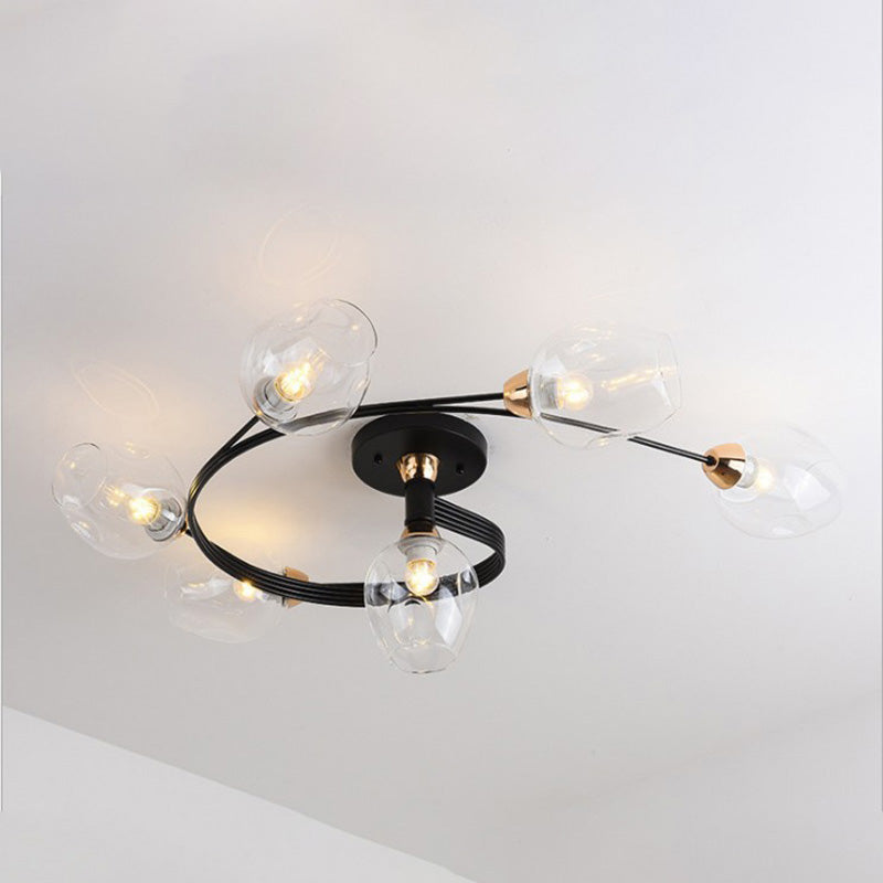 Valentina Moderno LED Spirale Plafoniere Metallo Vetro Nero/Oro Sala da Pranzo/Soggiorno/Camera da Letto