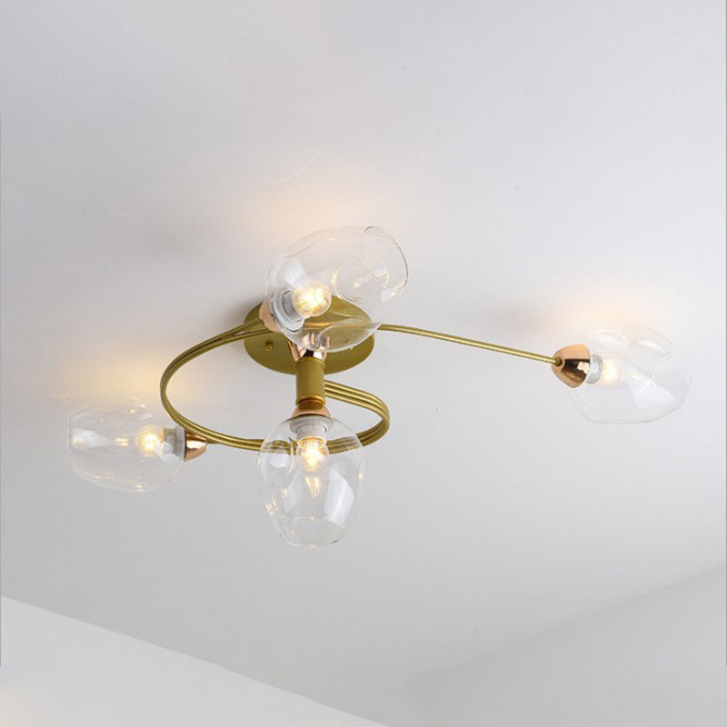 Valentina Moderno LED Spirale Plafoniere Metallo Vetro Nero/Oro Sala da Pranzo/Soggiorno/Camera da Letto