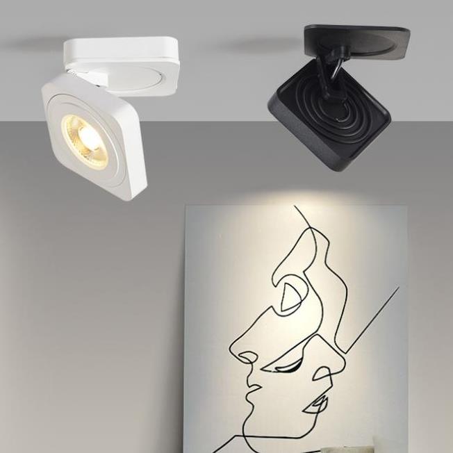 Arisha Moderna LED Piccolo Orientabile Quadrato Plafoniera Metallo Nero/Bianco Soggiorno/Camera da Letto