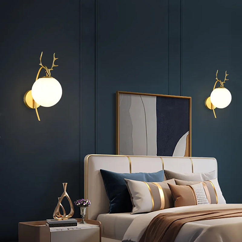 Valentina Moderna LED Art-Deco Corna Applique Nero/Oro Soggiorno/Camera da Letto