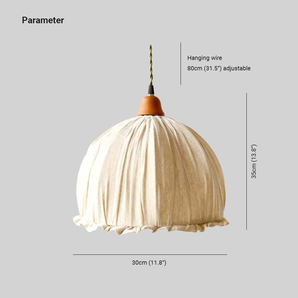 Arisha Vintage LED Minimalismo Lampada a Sospensione Tessuto Beige Ciondolo Soggiorno/Camera da Letto
