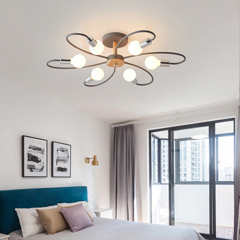 Arisha Elegante LED Bellissimo Plafoniera Metallo Vetro Fiore Grigia/Verde Soggiorno/Camera da Letto