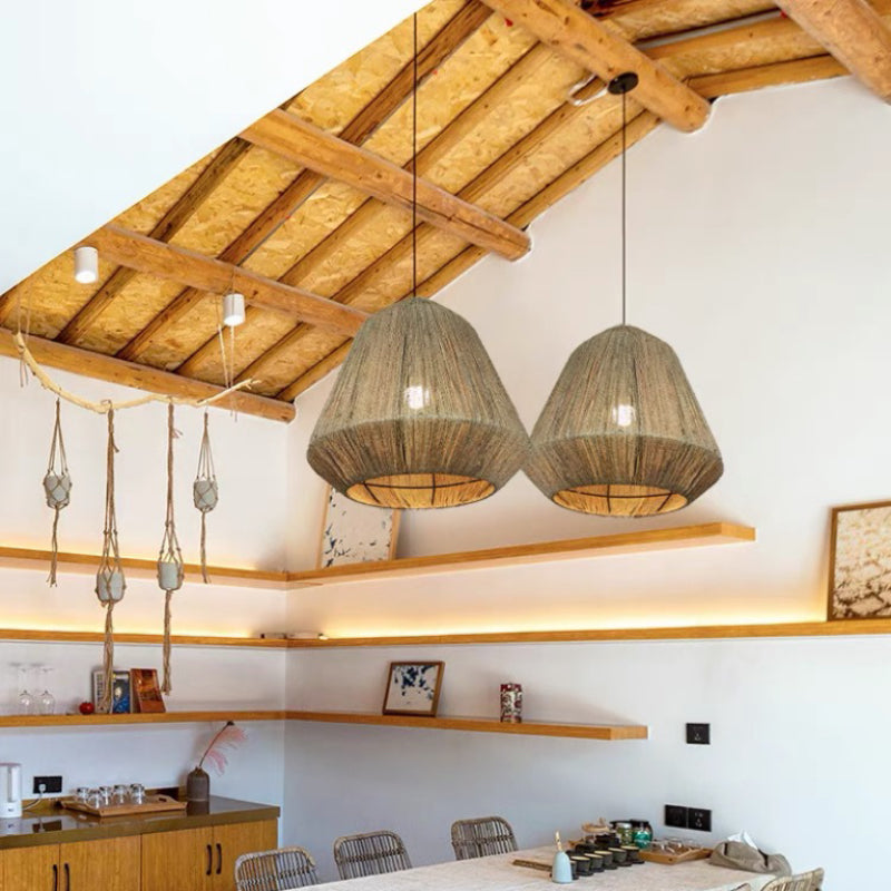 Rustic Lanterna Metallo Corda Lampade a Sospensione Ristorante
