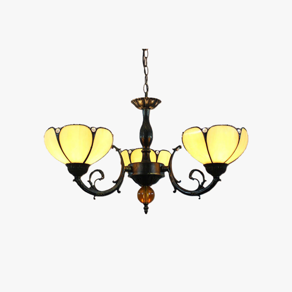 Tiffany Vintage Metallo/Vetro Lux Lampadario Giallo Camera da letto/Soggiorno
