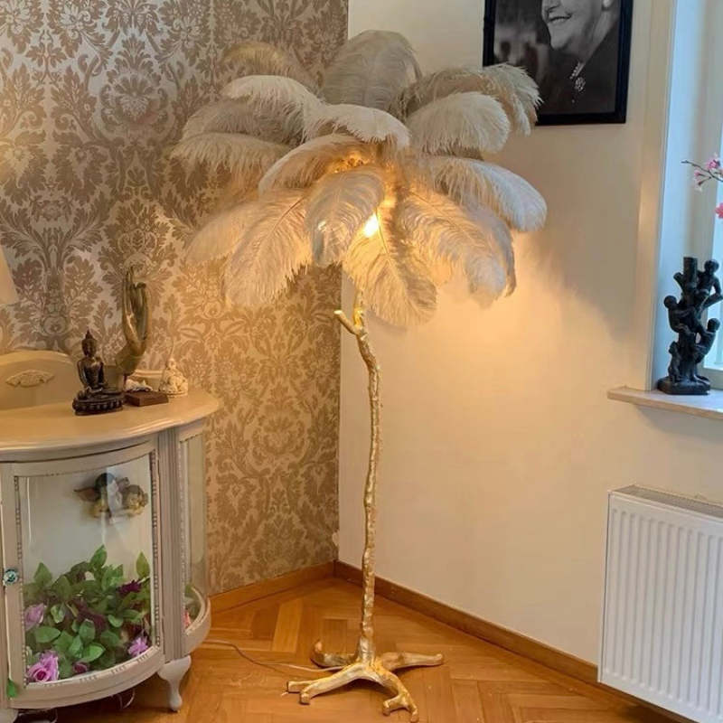 O'Moore Design LED Lampada da Terra Piuma Struzzo Lussa Soggiorno/Camera da Letto