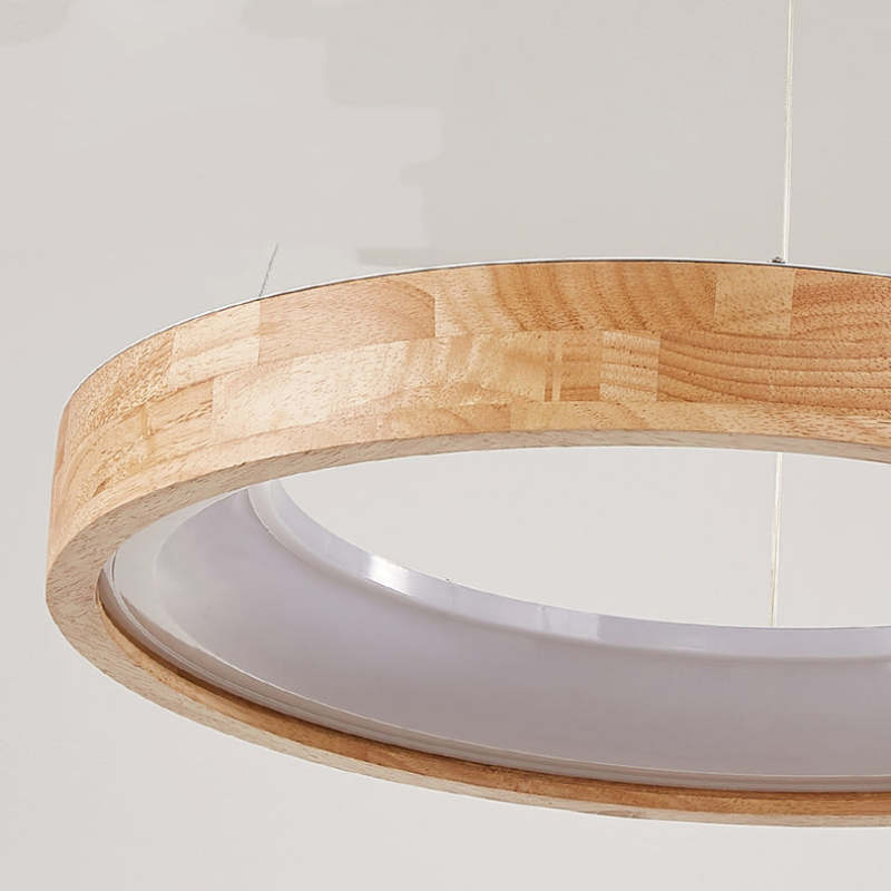 Muto Lampade a Sospensione Legno Bianco/Oro Anello Soggiorno Moderne