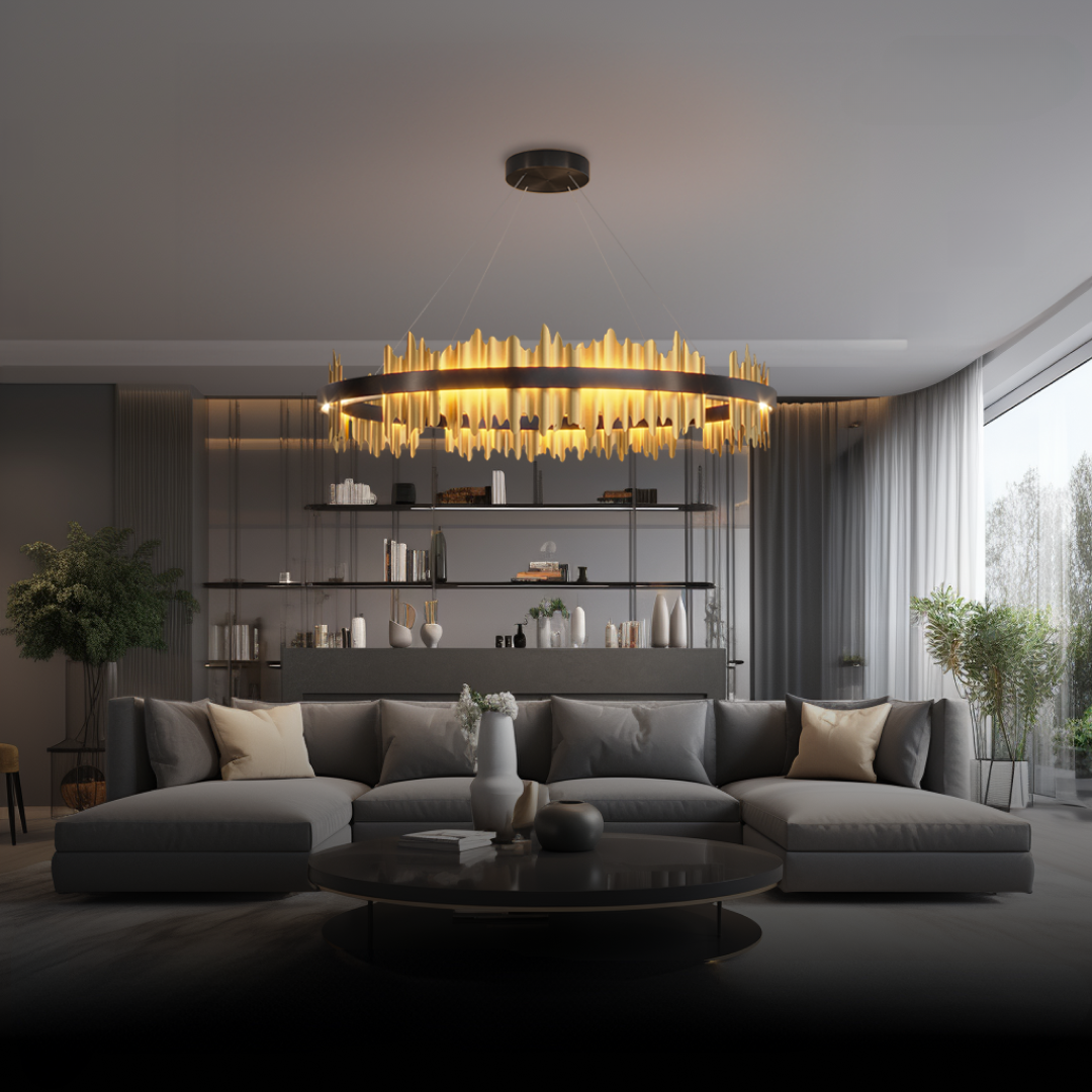 Kristy Design Moderno LED Metallo Vetro Lampadari Nero Oro