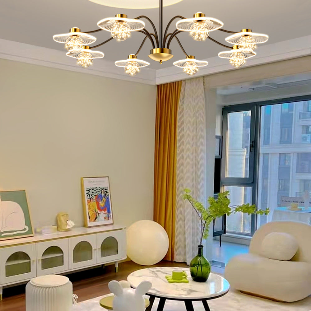 Arisha Moderno LED Lampada a Sospensione Metallo Acrilico Vetro Oro Soggiorno/Camera da Letto