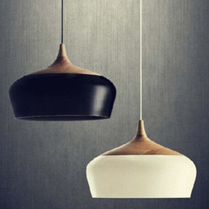 Arisha Minimalista Moderni LED Lampada a Sospensione Metallo Legno Nero/Bianco Sala da Pranzo/Soggiorno/Camera da Letto