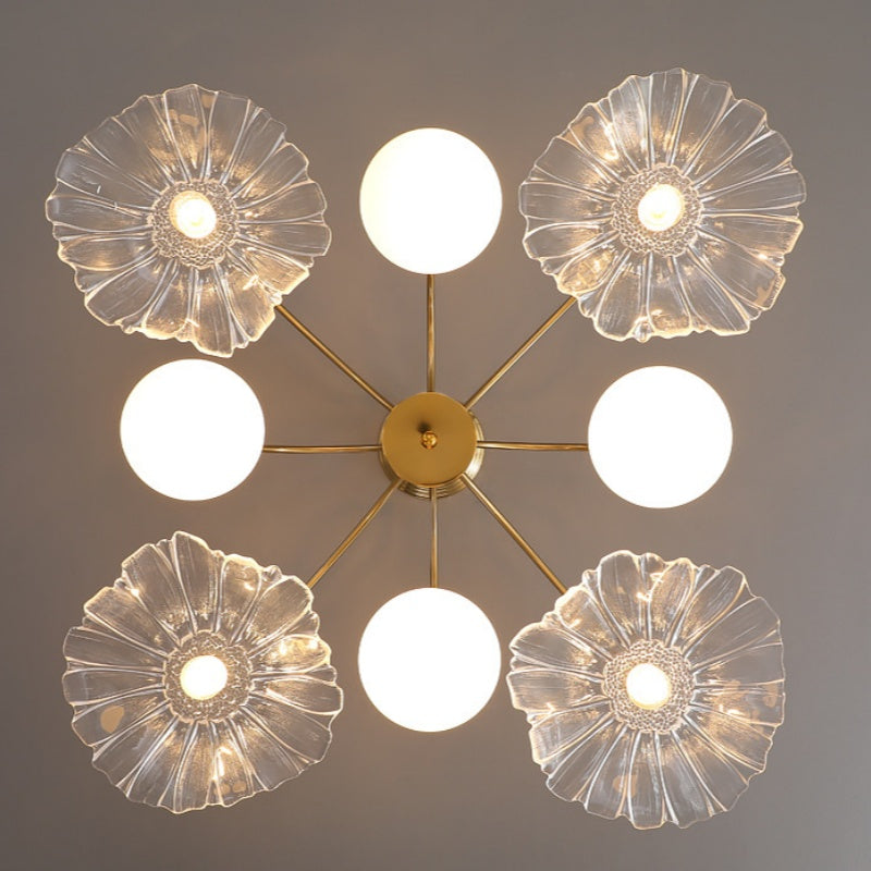 Valentina Nordico Metallo/Vetro Lux Lampadario Brass Camera da letto/Soggiorno