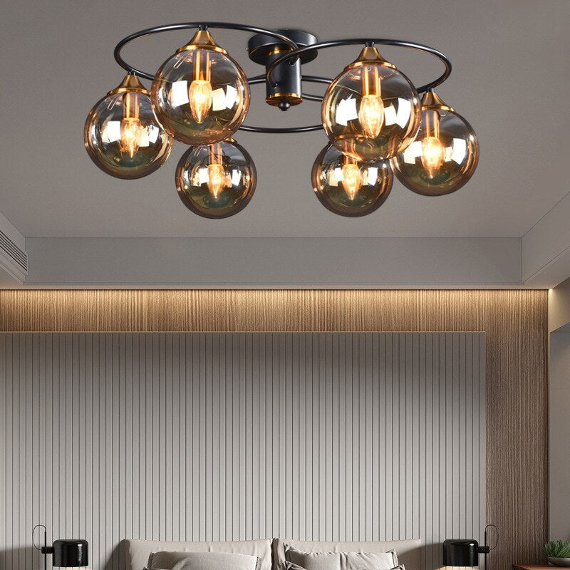 Valentina Moderno LED Sfera Plafoniera Vetro Grigio/Ambra Metallo Acrilico Sala da Pranzo