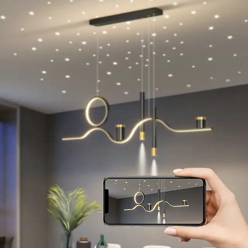 Madina Moderno LED Lampade a Sospensione Metallo Nero Lineare Cielo Stellato Soggiorno/Camera da Letto