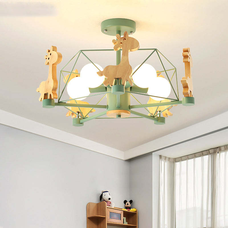 Arisha Moderno LED Design Creativo Giraffe Plafoniera Legno Metallo Camera da Bambini/Camera da Letto