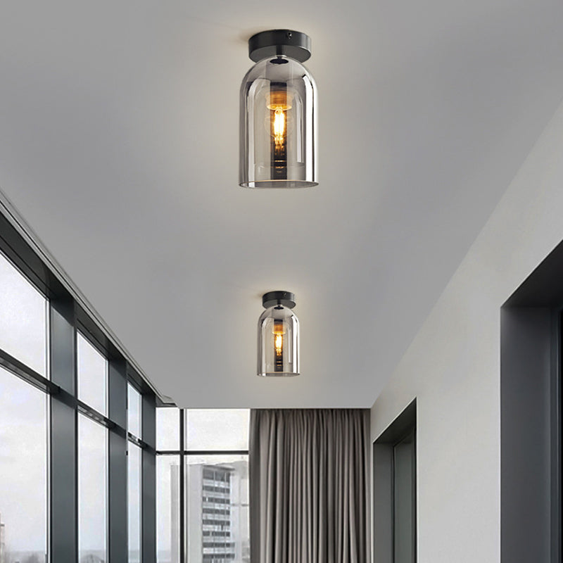 Arisha Moderna LED Plafoniere Cilindro Vetro Trasparente Cognac/Grigio Corridoio/Soggiorno/Camera da Letto