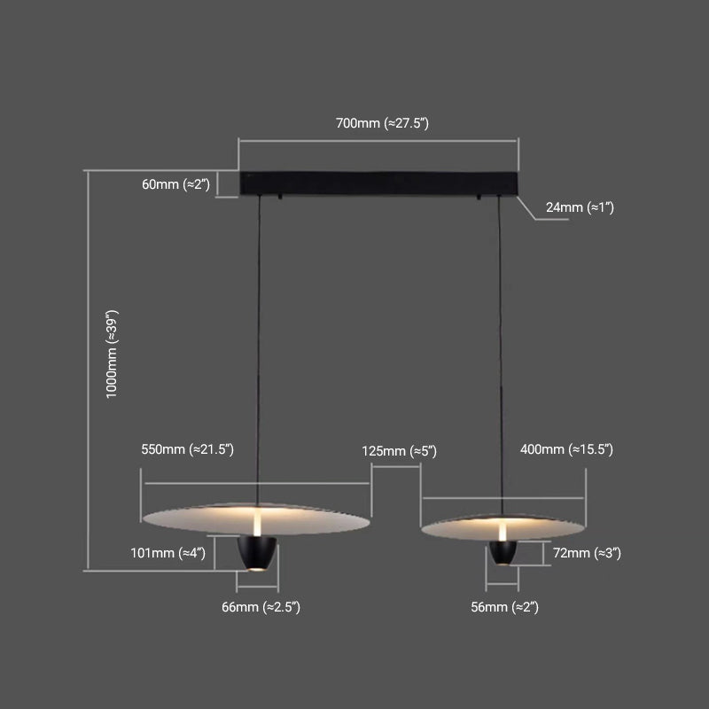 Arisha Moderno LED Lampada a Sospensione Metallo Nera Sala da Pranzo/Soggiorno/Camera da Letto