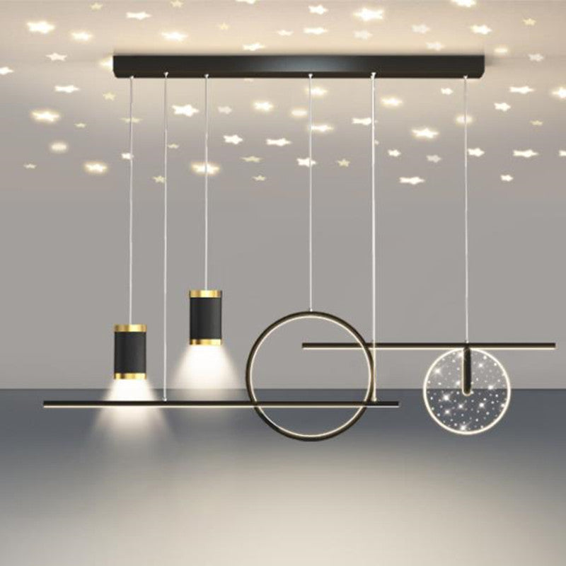 Madina Lampada a Sospensione Metallo Nero/Bianco/Oro Stellato Moderna