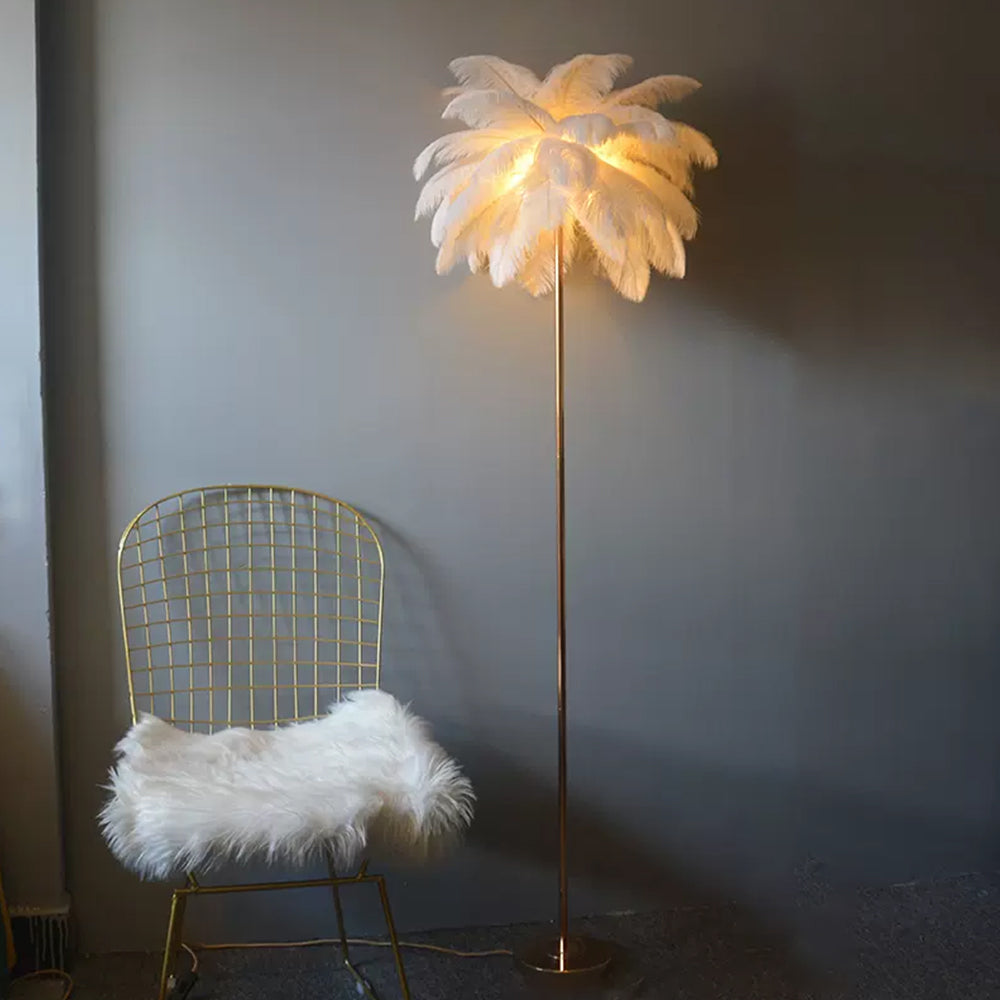 O'Moore Elegante LED Lampada da Terra Piuma di Struzzo/Metallo