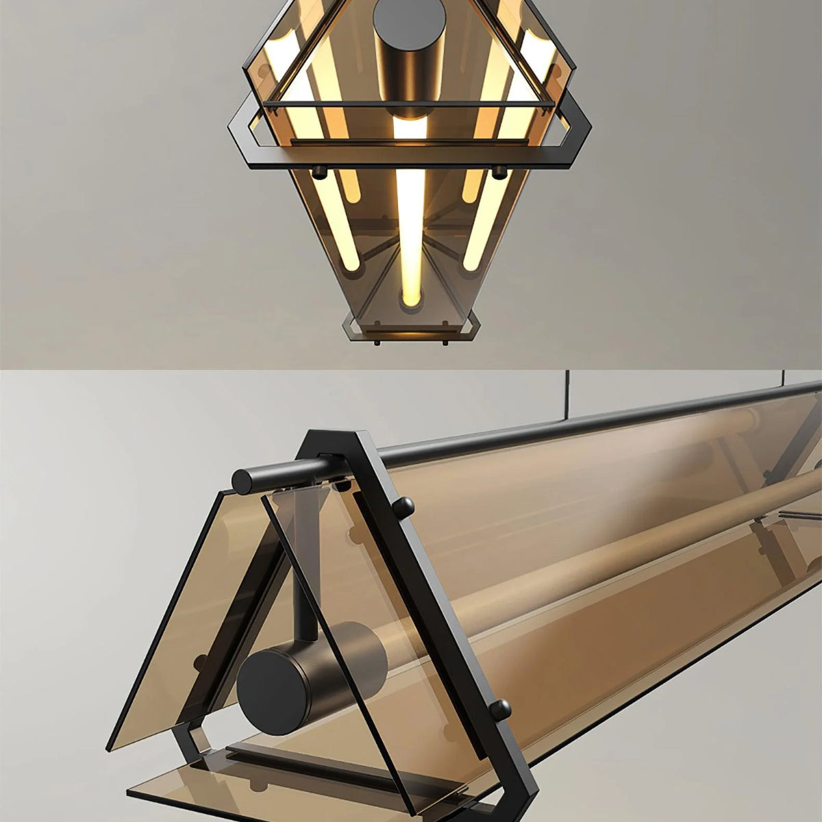 Arisha Industriale Metallo Vetro Triangolo Lampade a Sospensione