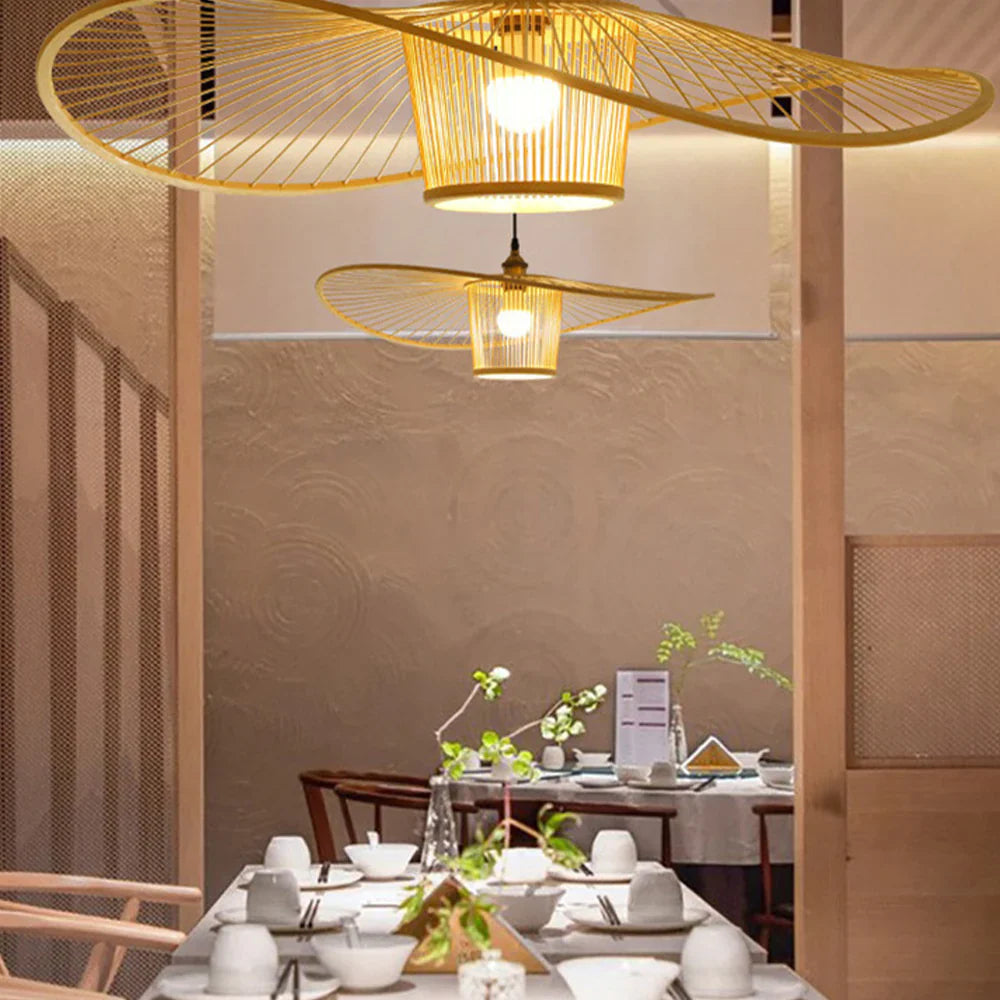 Ritta Moderna LED Lanpade a Sospensione Bambù Sala da Pranzo Soggiorno
