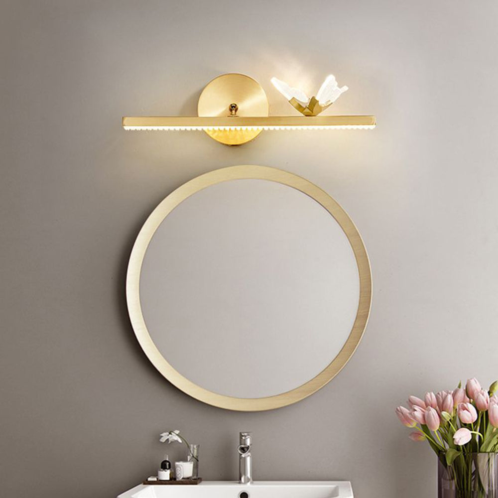 Arisha Moderno LED Applique Lineare Lusso Farfalla Metallo Acrilico Oro Bagno