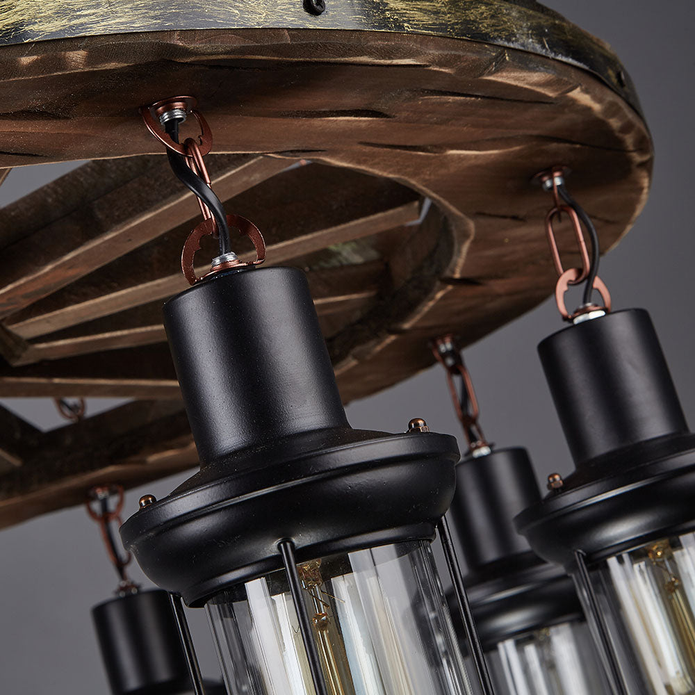 Epoch Lampade a Sospensione Vintage Timone Metallo Legno Noce Soggiorno