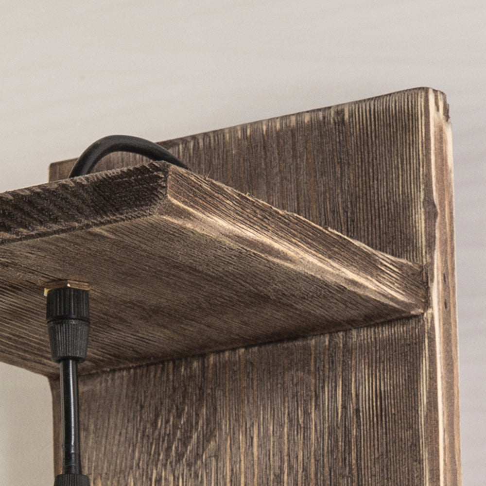 Epoch Vintage Vaso LED Applique Legno Vetro Camera da Letto