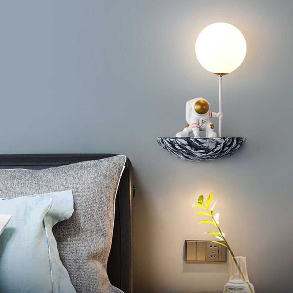 Aria Design LED Astronauta Decorativo Applique Metallo Vetro Acrilico Bianco/Blu-Bianco Soggiorno/Camera da Letto