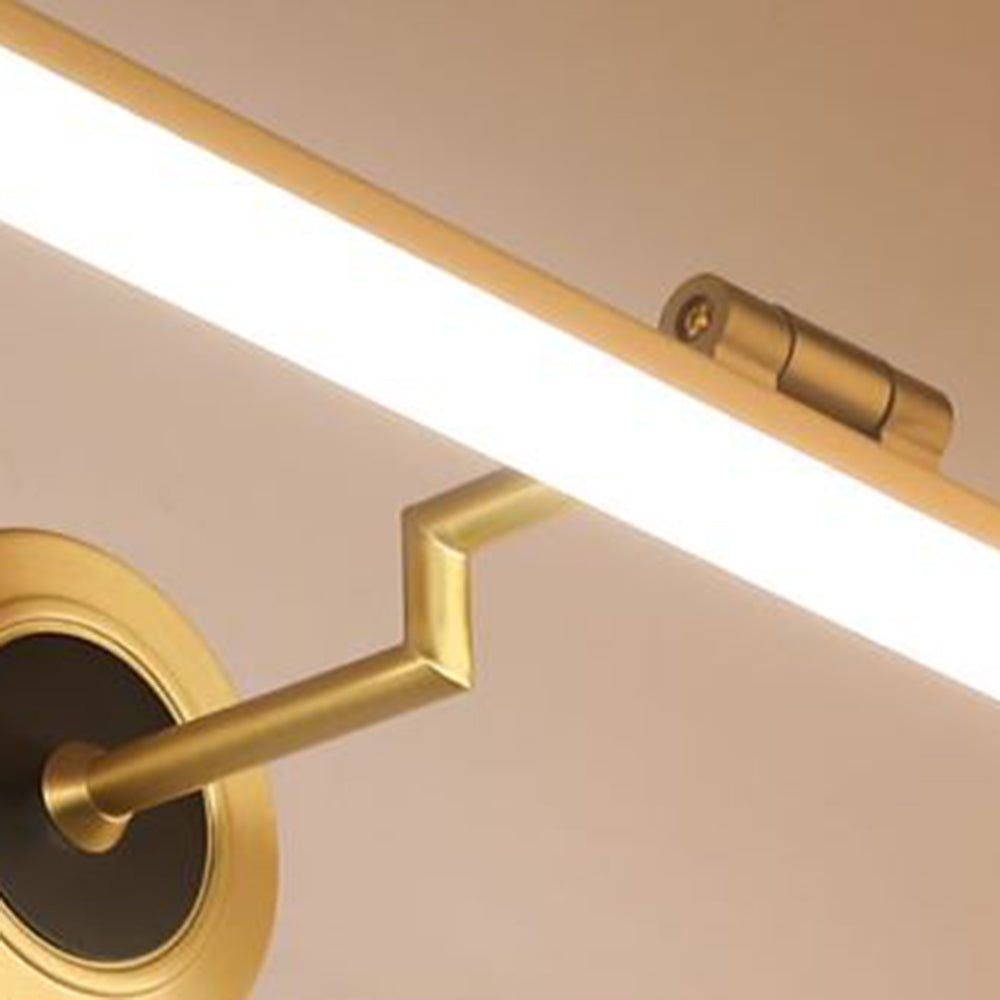 Arisha Design Vintage LED Applique Rettangolo Lineare Specchio Metallo Anteriore Nero/Oro Bagno