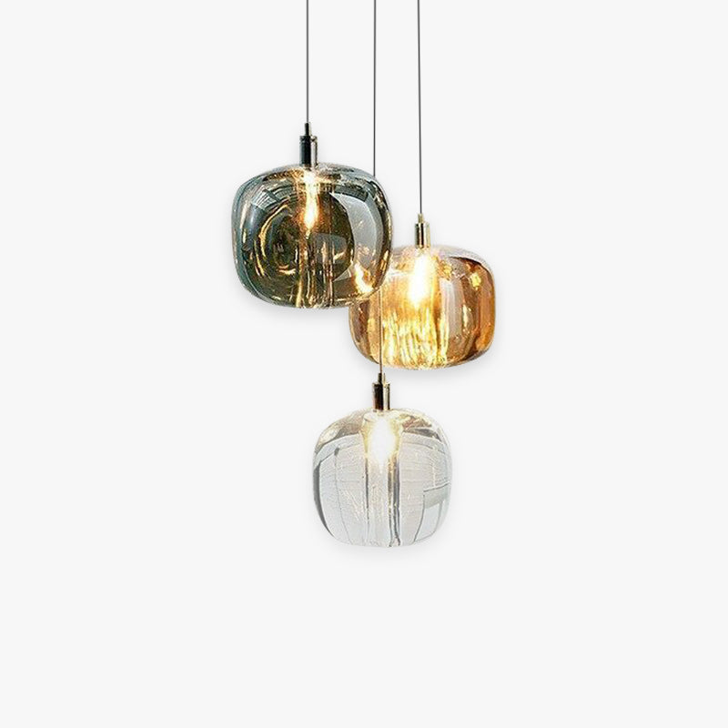 Valentina LED Lampada a Sospensione Vetro Ambra/Chiaro/Grigio Bolla Moderna