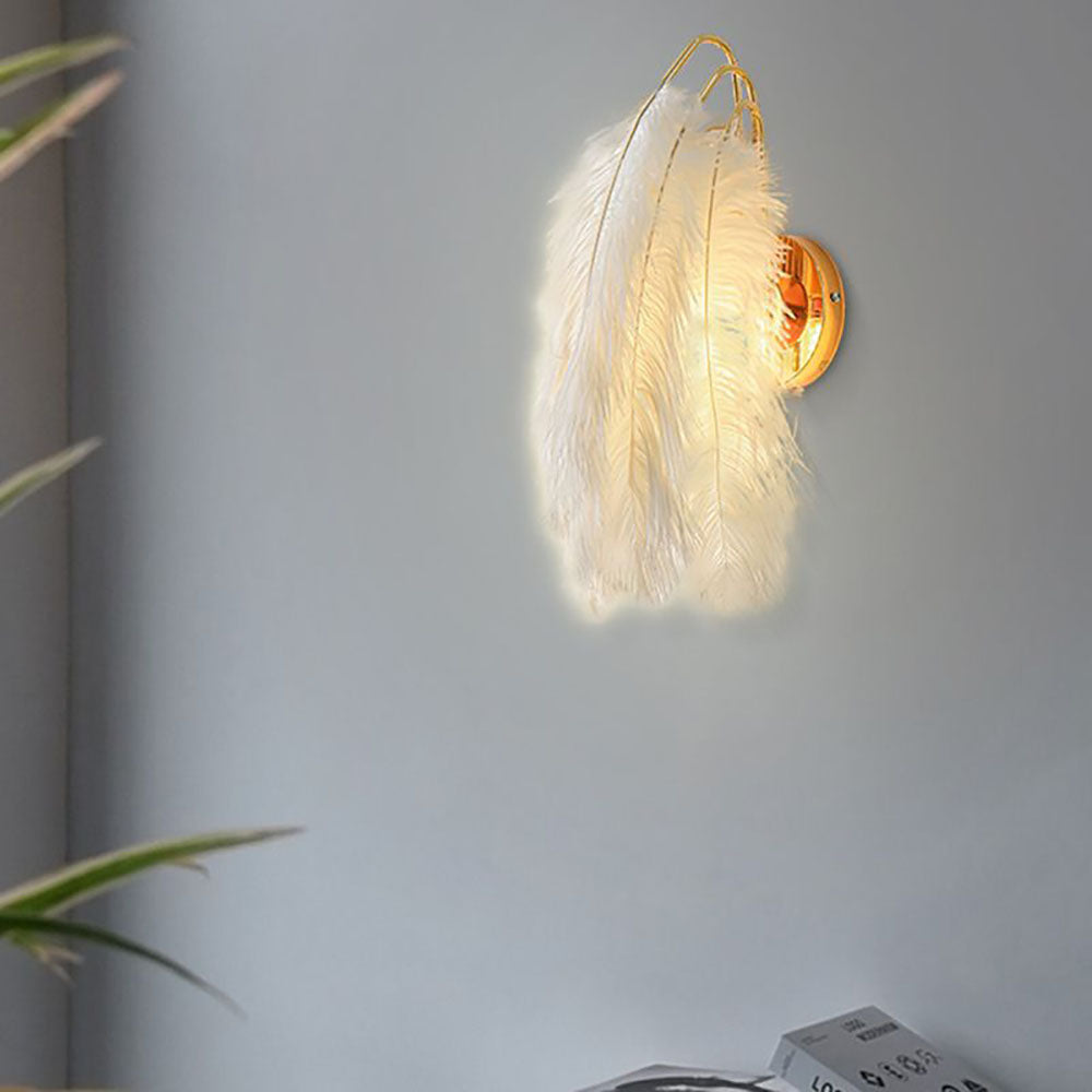 O'Moore Moderno Arte Deco LED Applique Metallo/Piuma Oro Soggiorno/Camera da Letto