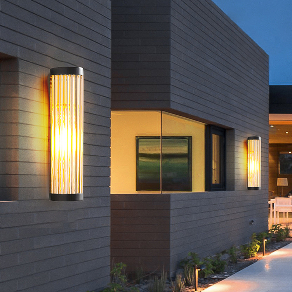 Ray Moderno Semi Cilindrico Metallo Vetro Applique da Esterno