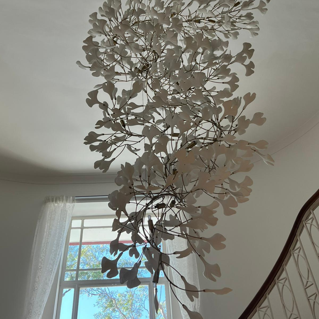 Olivia Design Bellissimo LED Lampade a Sospensione Irregolare Ginkgo Biloba Metallo Ceramico Soggiorno