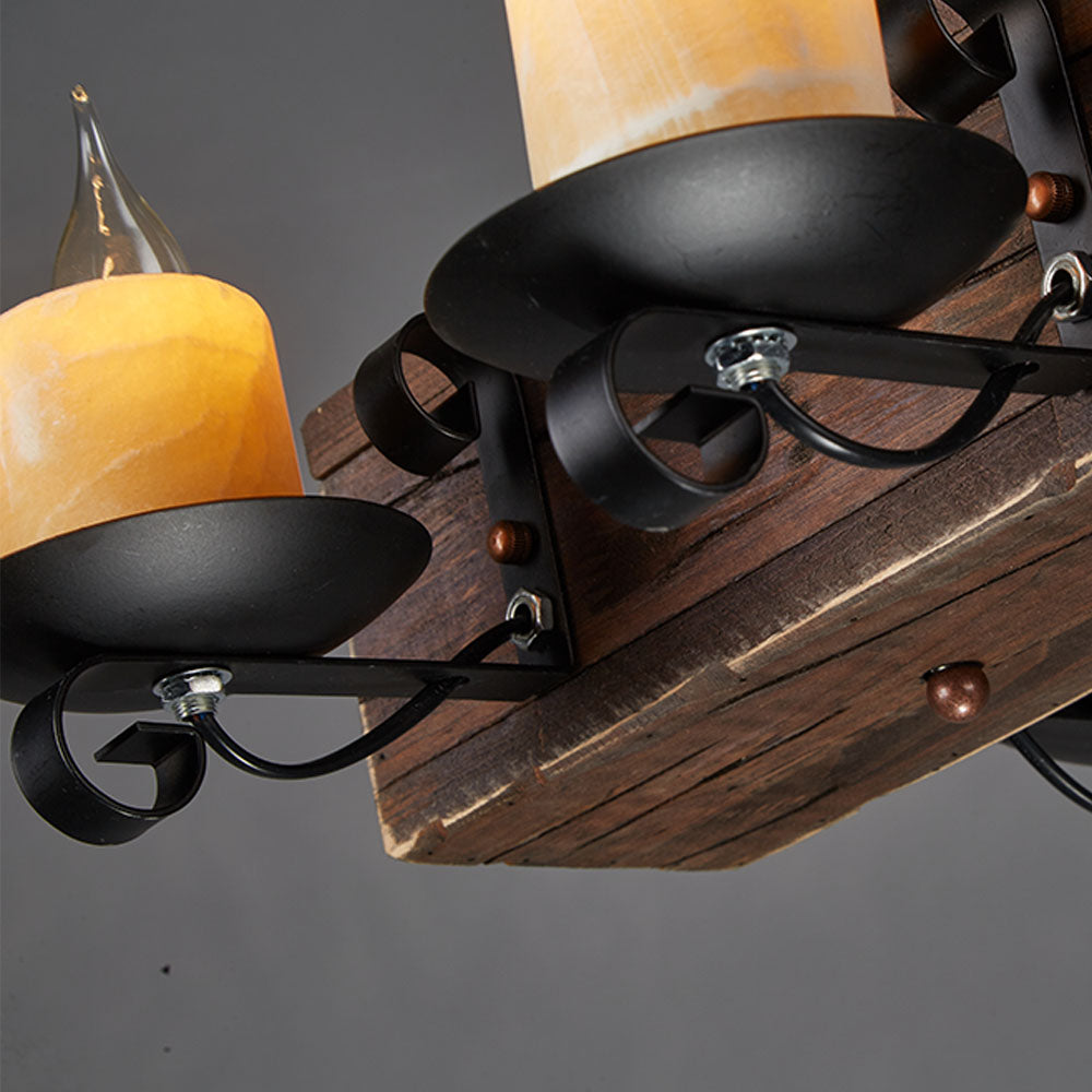 Epoch Retro Rettangolare Metallo/Legno Lampada a Sospensione Noce