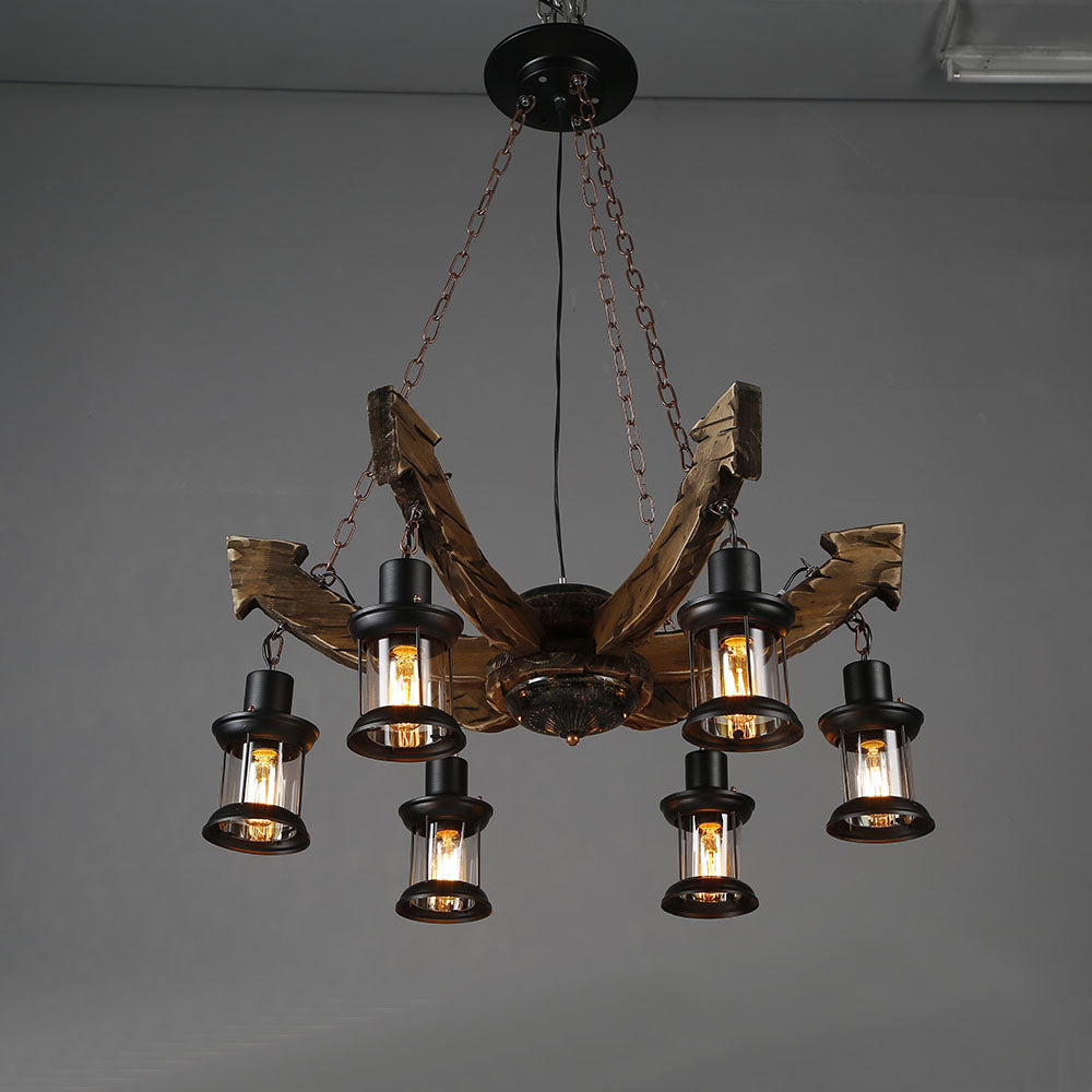 Epoch Vintage Industriale LED Lampade a Sospensione Nero Metallo/Legno Soggiorno/Camera da Letto