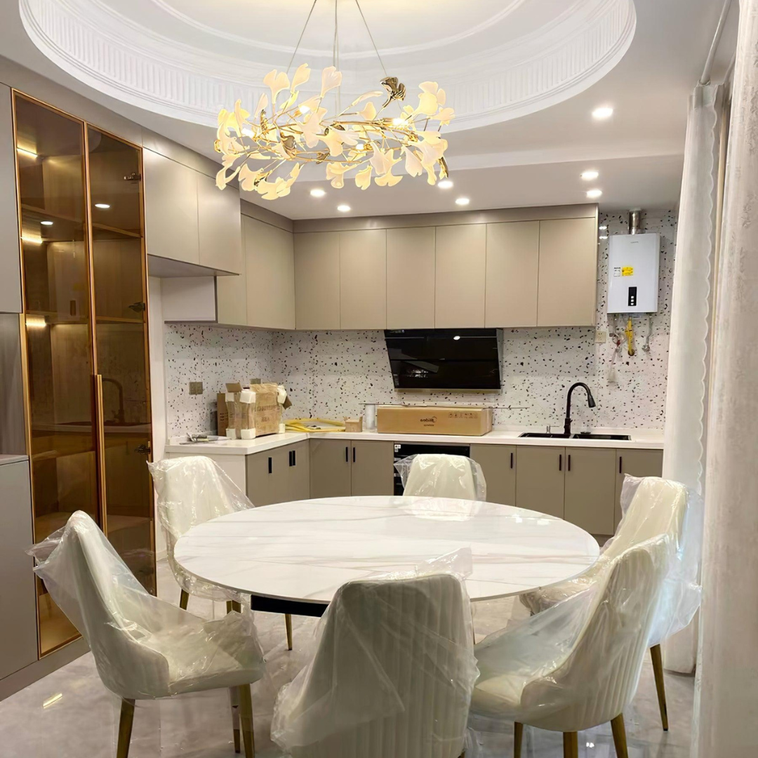 Olivia EarthenGlo Lampadario Art Deco bianco da cucina moderna, Metallo e Ceramica