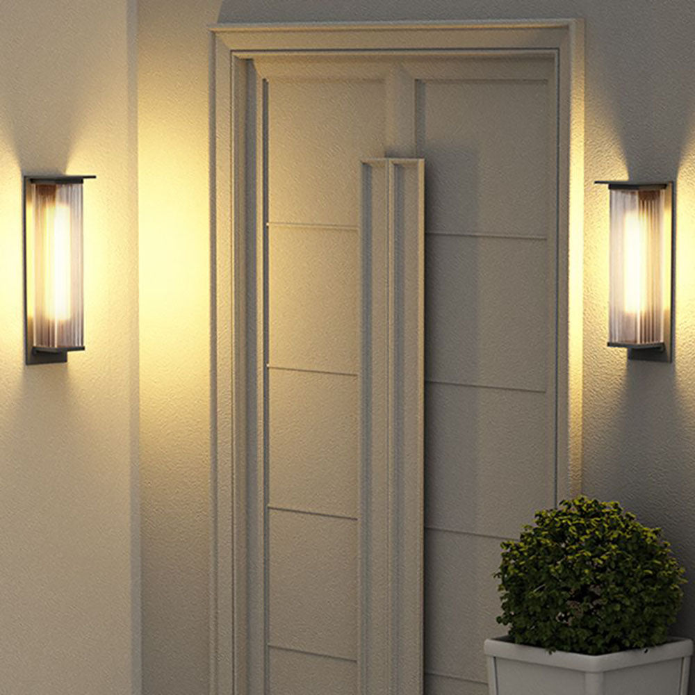 Ray Moderno Rettangolare LED Applique da Esterno Nero Metallo Corridoio/Giardino