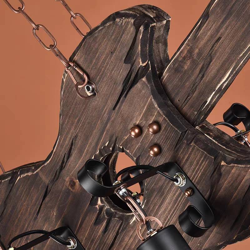 Epoch Legno Metallo Chitarra a 6 Lanterne Agriturismo Lampade a Sospensione