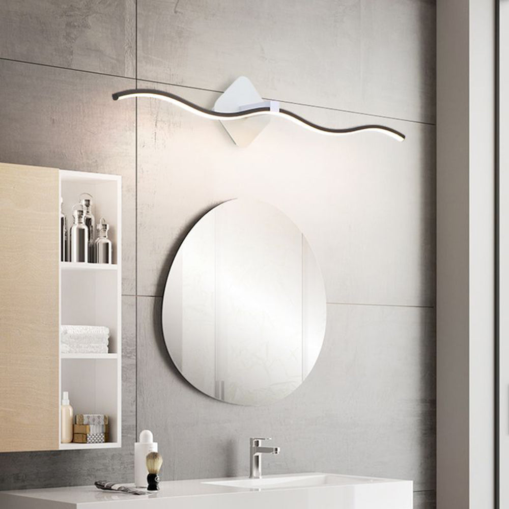 Arisha Minimalista LED Applique Onda Lineare Metallo Nero/Bianco Bagno