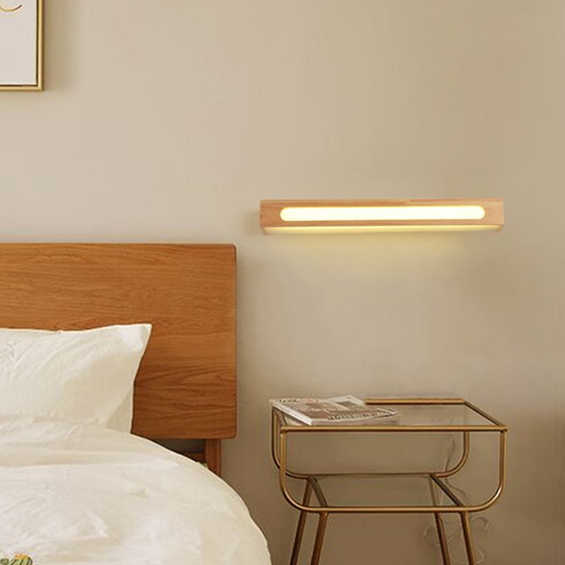 Muto Minimalista LED Lineare Applique Legno Marrone Soggiorno/Camera da Letto/Bagno