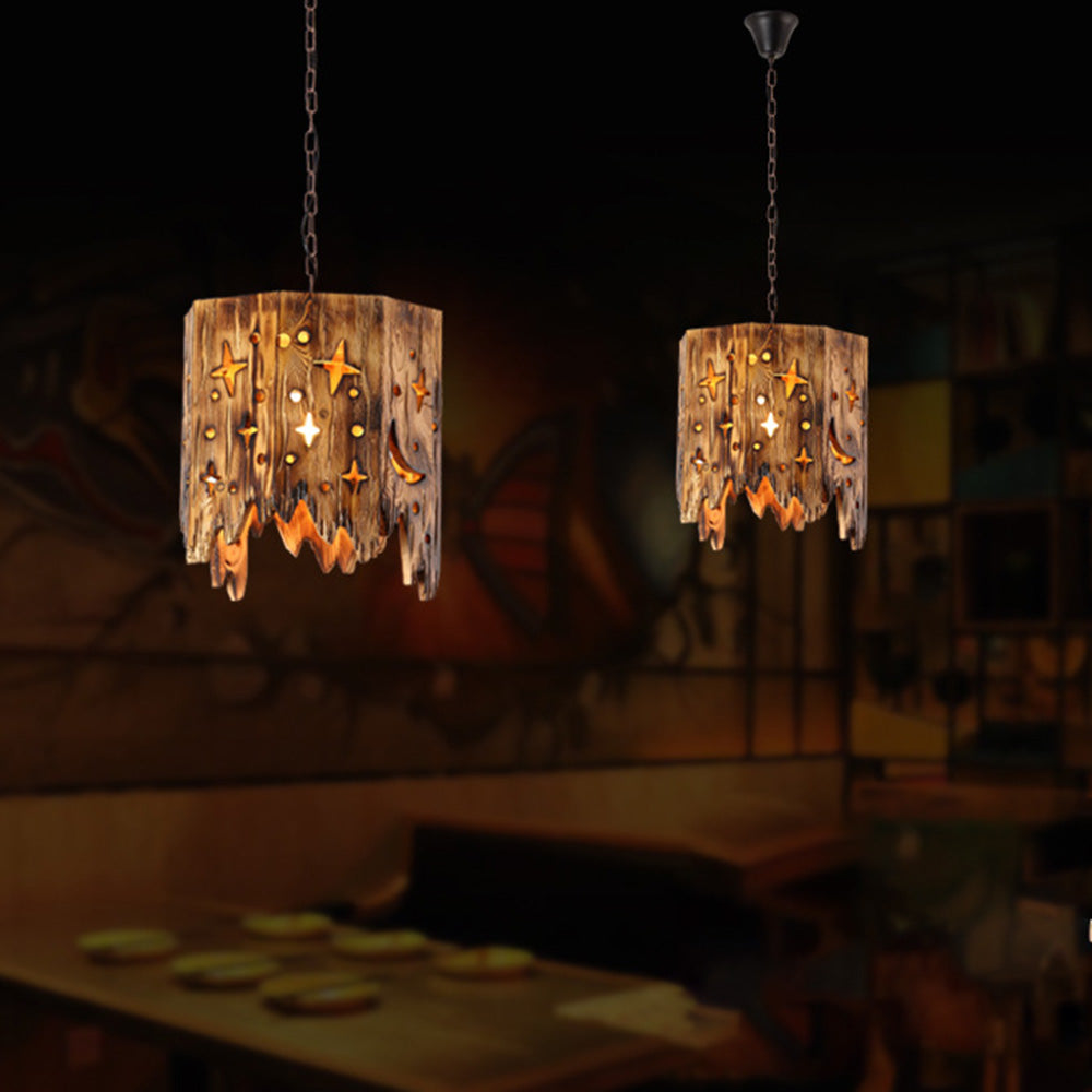 Epoch Lampada a Sospensione Metallo/Legno Stellato Retro Soggiorno