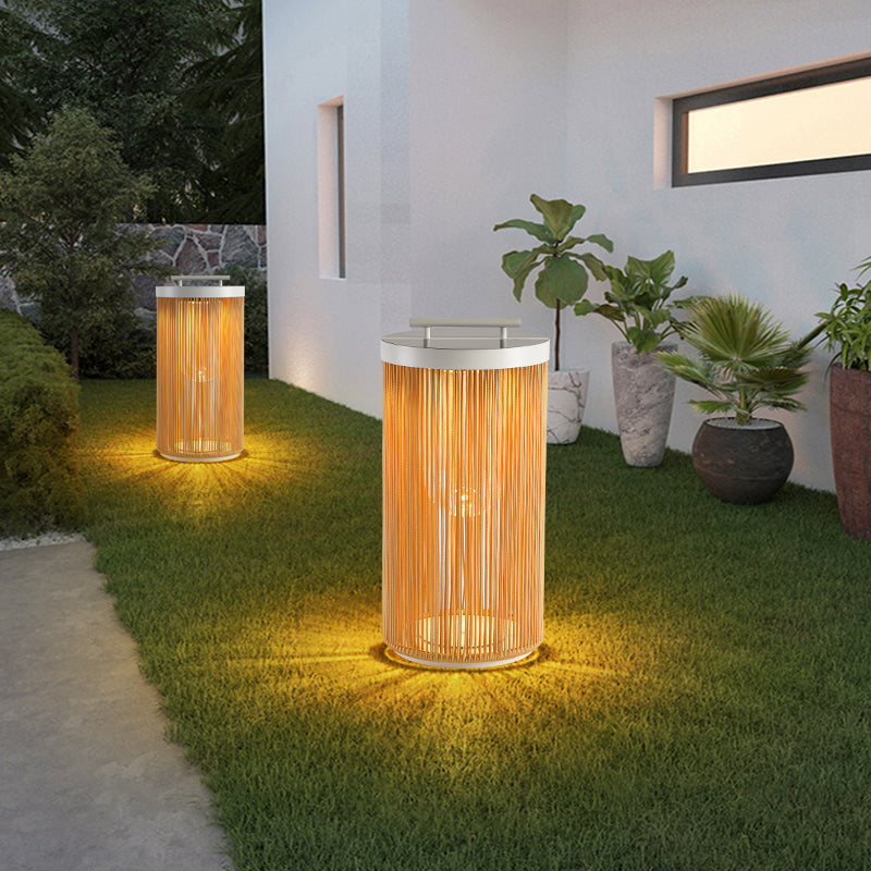 Ray Lampade da Esterno Metallo Rattan Retro Cavo/Solare/USB Giardino