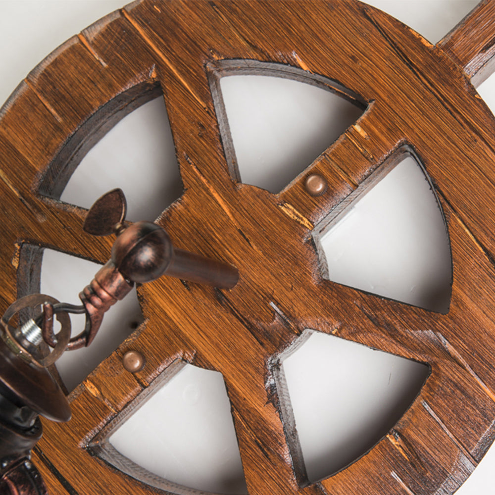 Epoch Applique Legno Marrone Lanterna Timone Camera da Letto Retro
