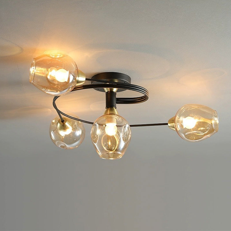 Valentina Moderno LED Spirale Plafoniere Metallo Vetro Nero/Oro Sala da Pranzo/Soggiorno/Camera da Letto