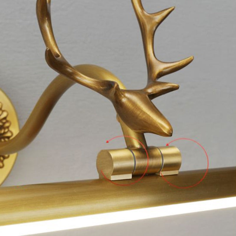 Arisha Applique Moderno LED Corno Cervo Forma Vanità Specchio Anteriore Nero/Ottone