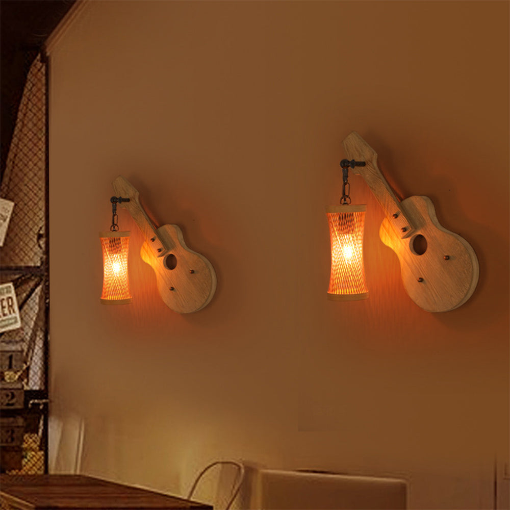 Silva Moderni Design LED Chitarra Applique Metallo Legno Soggiorno/Camera da Letto