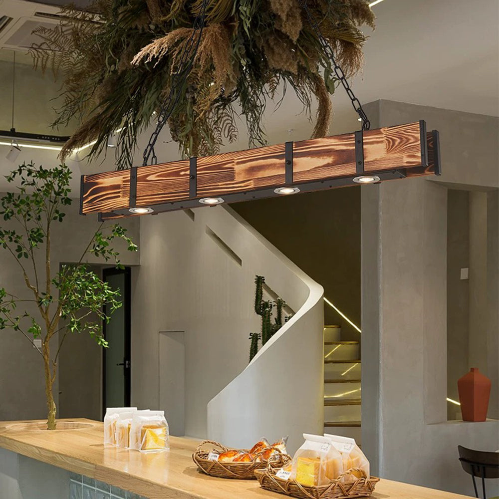 Silva Vintage LED Lampada a Sospensione Legno Lineare Soggiorno/Ristorante
