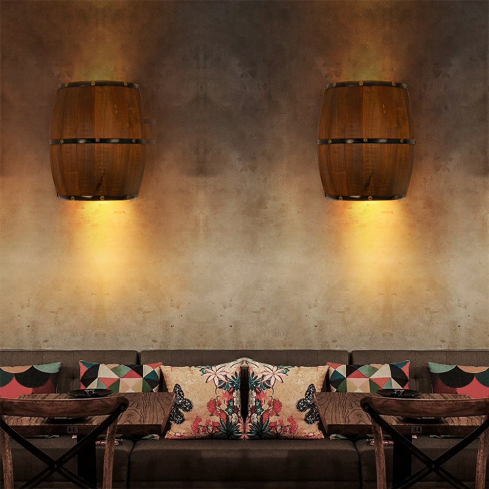 Silva Vintage Industriale LED Applique Botte Metallo Legno Marrone Soggiorno/Camera da Letto