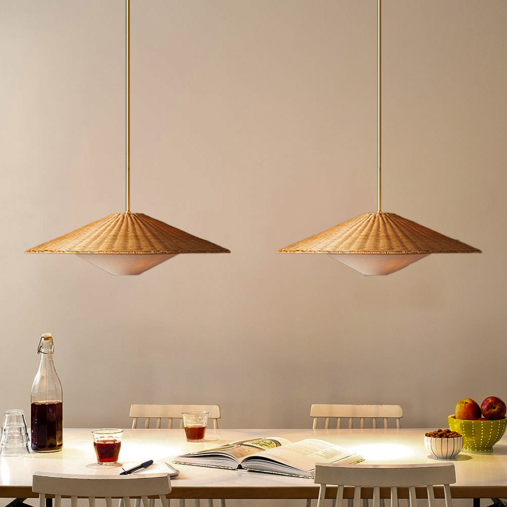 Ritta Tessuto a Mano Retro Lampade a Sospensione Rattan Camera da Letto