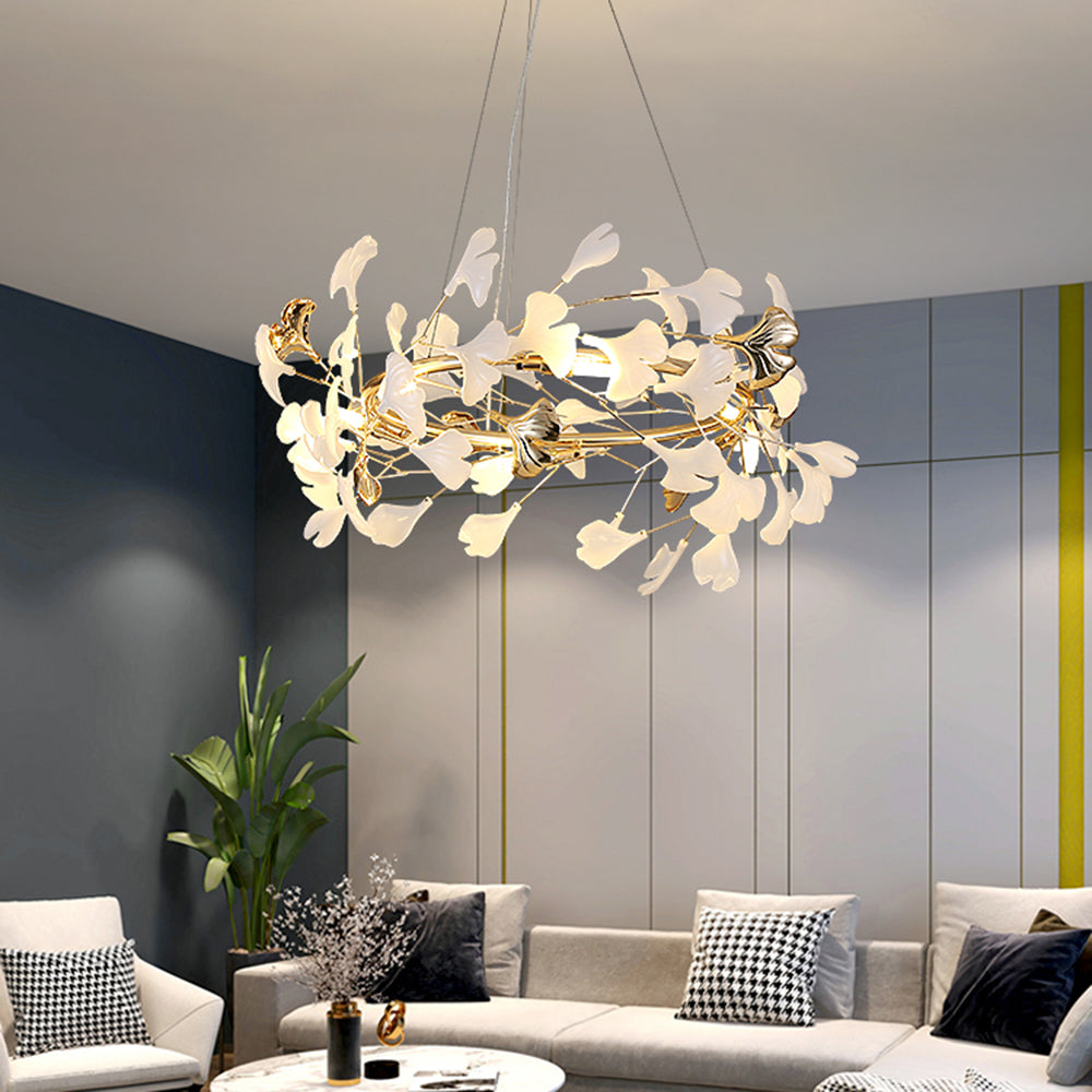 Olivia Moderne LED Lampade a Sospensione Ginkgo Biloba Metallo Oro Petalo Soggiorno/Camera da Letto